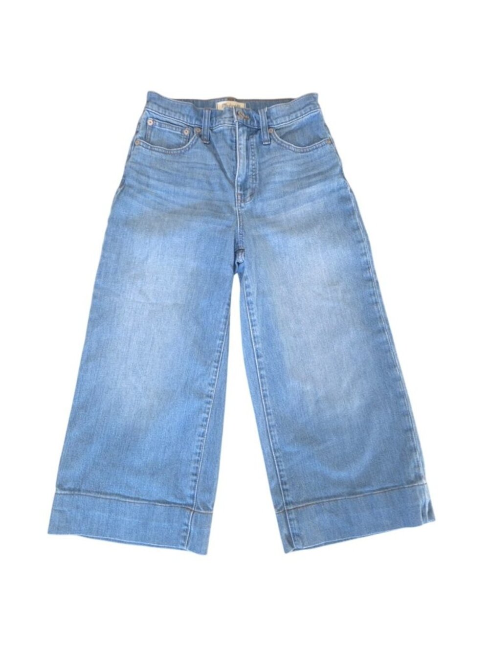 Madewell Wide-Leg Crop Jeans 26 Light Wash Blue Cotton Stretch Cropped Womens